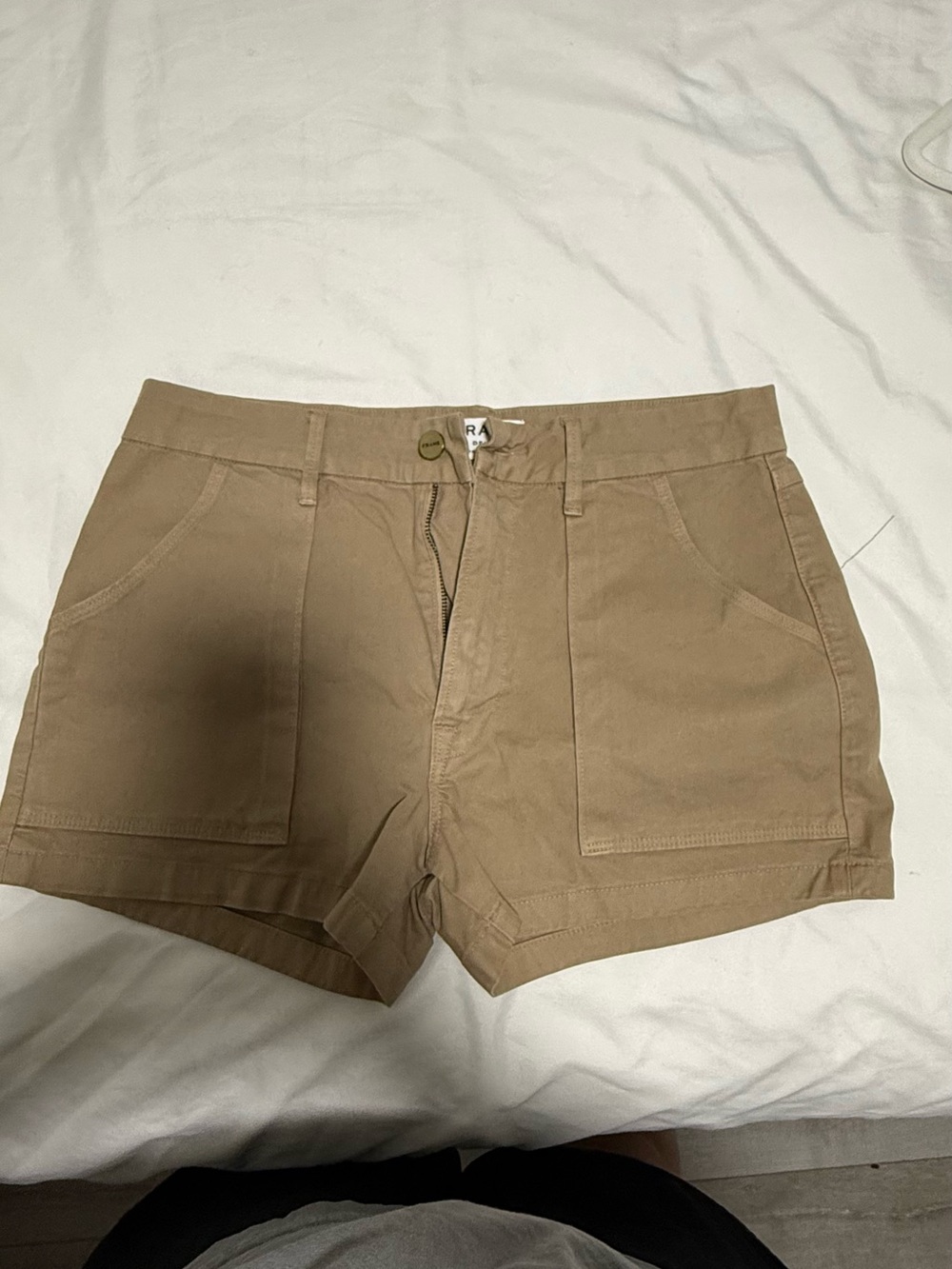 Frame Denim Tan High-Rise Utility Shorts